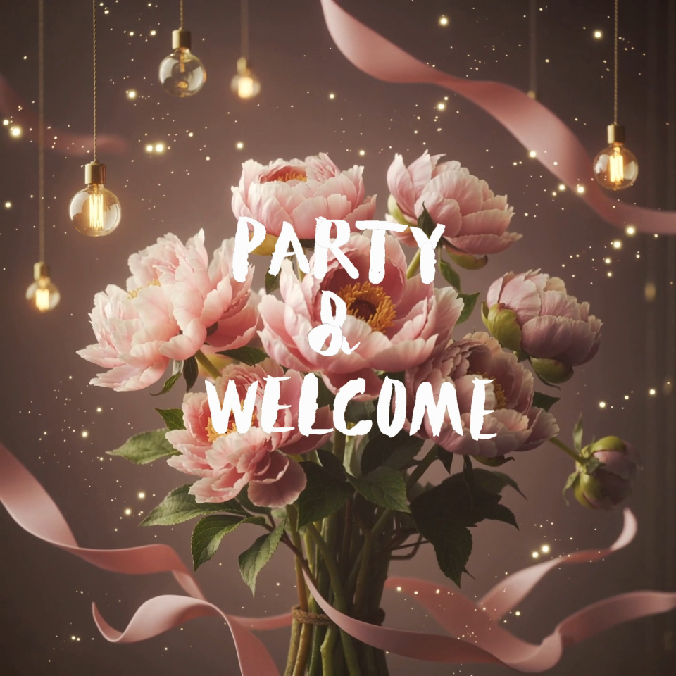 Party & Welcome und Pfingstrosen