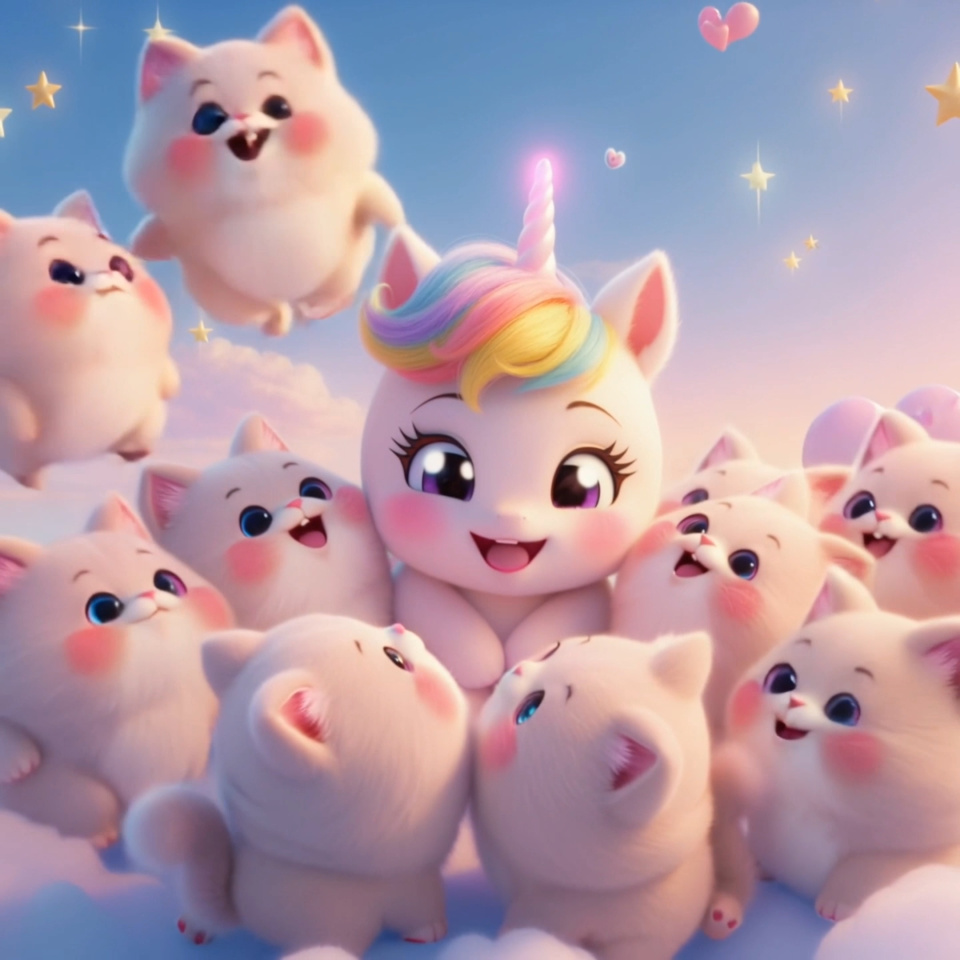 Einhorn und Wuscheltiere